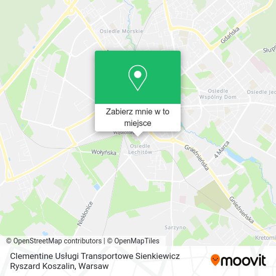 Mapa Clementine Usługi Transportowe Sienkiewicz Ryszard Koszalin