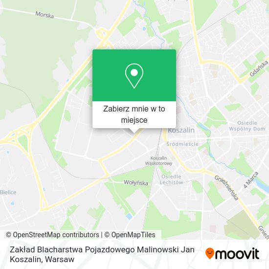 Mapa Zakład Blacharstwa Pojazdowego Malinowski Jan Koszalin