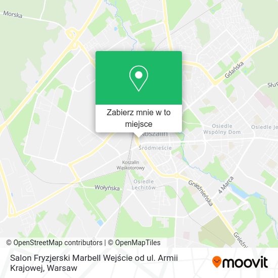 Mapa Salon Fryzjerski Marbell Wejście od ul. Armii Krajowej