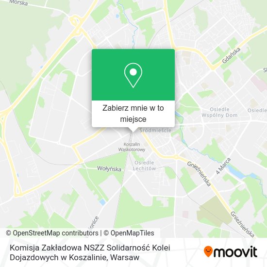 Mapa Komisja Zakładowa NSZZ Solidarność Kolei Dojazdowych w Koszalinie