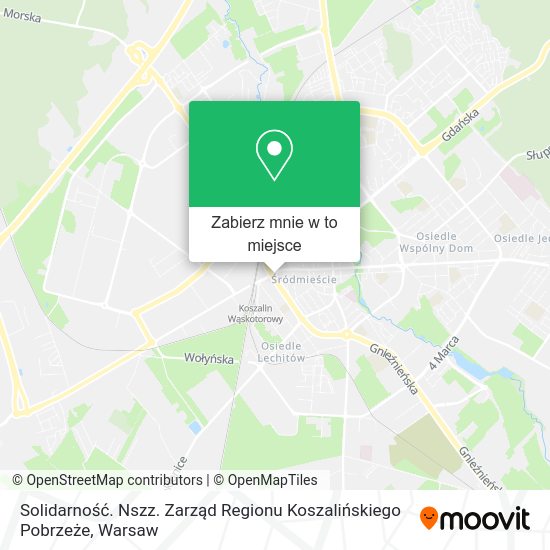 Mapa Solidarność. Nszz. Zarząd Regionu Koszalińskiego Pobrzeże