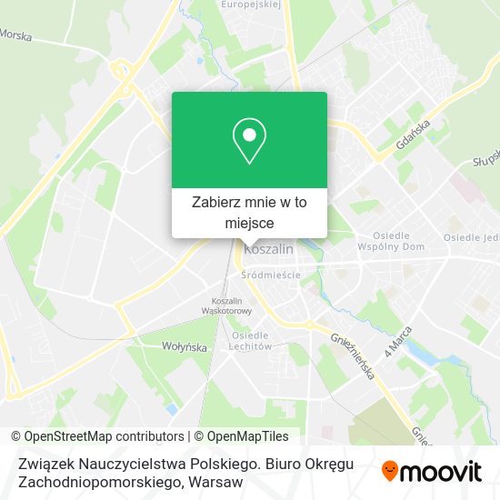 Mapa Związek Nauczycielstwa Polskiego. Biuro Okręgu Zachodniopomorskiego