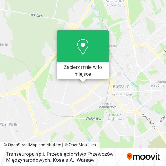 Mapa Transeuropa sp.j. Przedsiębiorstwo Przewozów Międzynarodowych. Kosela A.