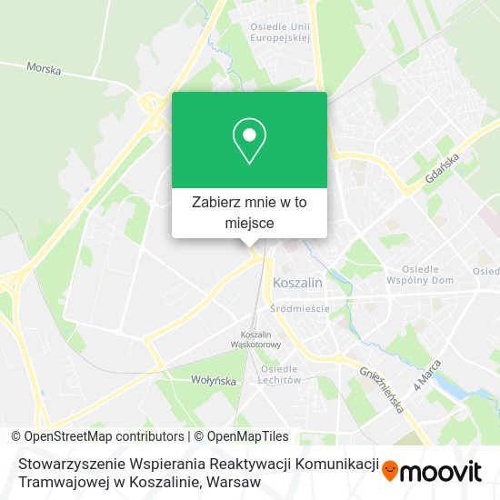 Mapa Stowarzyszenie Wspierania Reaktywacji Komunikacji Tramwajowej w Koszalinie