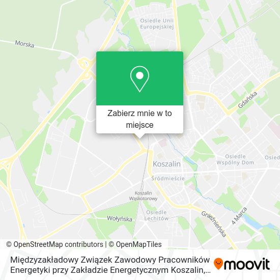 Mapa Międzyzakładowy Związek Zawodowy Pracowników Energetyki przy Zakładzie Energetycznym Koszalin