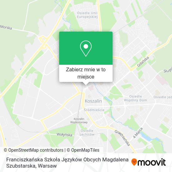 Mapa Franciszkańska Szkoła Języków Obcych Magdalena Szubstarska