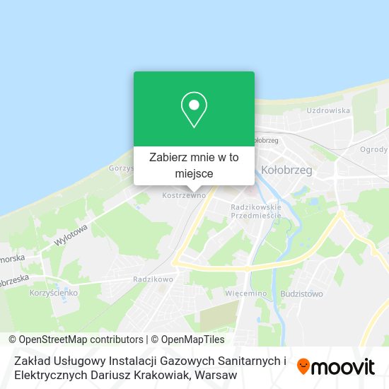 Mapa Zakład Usługowy Instalacji Gazowych Sanitarnych i Elektrycznych Dariusz Krakowiak