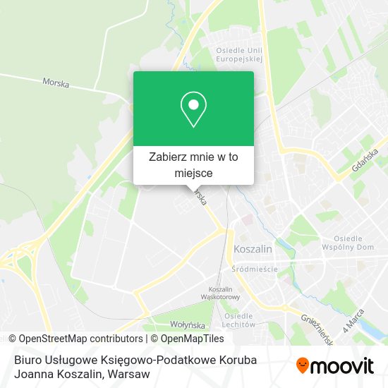 Mapa Biuro Usługowe Księgowo-Podatkowe Koruba Joanna Koszalin