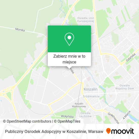 Mapa Publiczny Osrodek Adopcyjny w Koszalinie