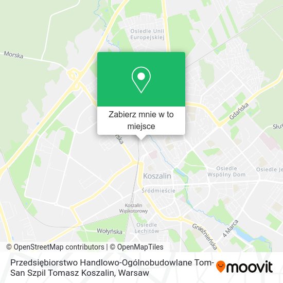 Mapa Przedsiębiorstwo Handlowo-Ogólnobudowlane Tom-San Szpil Tomasz Koszalin