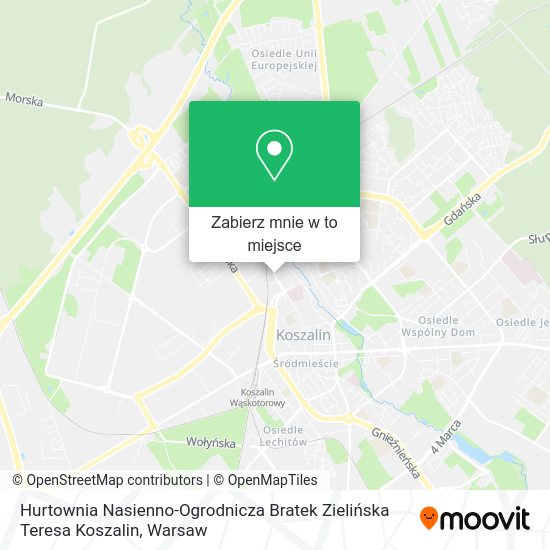 Mapa Hurtownia Nasienno-Ogrodnicza Bratek Zielińska Teresa Koszalin