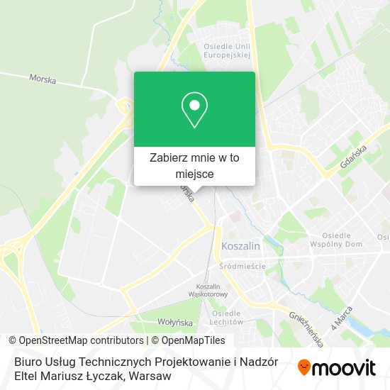 Mapa Biuro Usług Technicznych Projektowanie i Nadzór Eltel Mariusz Łyczak