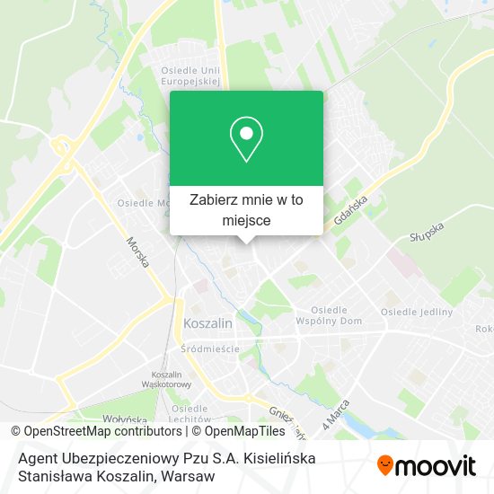 Mapa Agent Ubezpieczeniowy Pzu S.A. Kisielińska Stanisława Koszalin