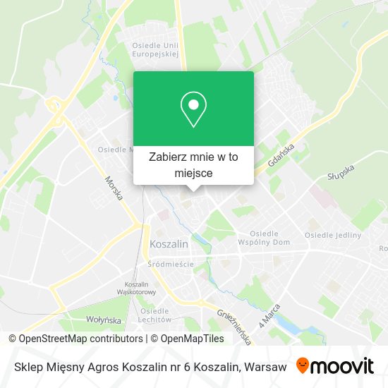 Mapa Sklep Mięsny Agros Koszalin nr 6 Koszalin