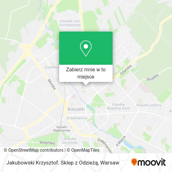 Mapa Jakubowski Krzysztof. Sklep z Odzieżą