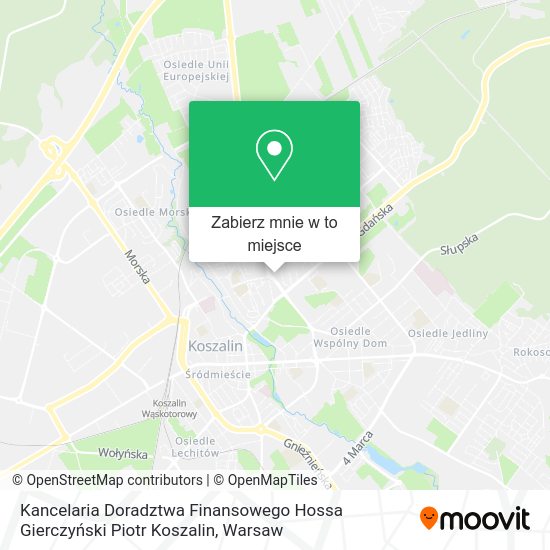 Mapa Kancelaria Doradztwa Finansowego Hossa Gierczyński Piotr Koszalin