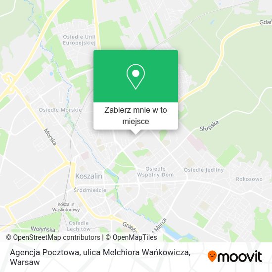 Mapa Agencja Pocztowa, ulica Melchiora Wańkowicza