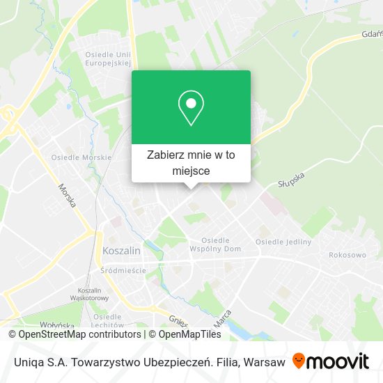 Mapa Uniqa S.A. Towarzystwo Ubezpieczeń. Filia