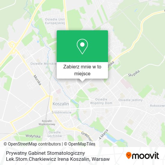 Mapa Prywatny Gabinet Stomatologiczny Lek.Stom.Charkiewicz Irena Koszalin