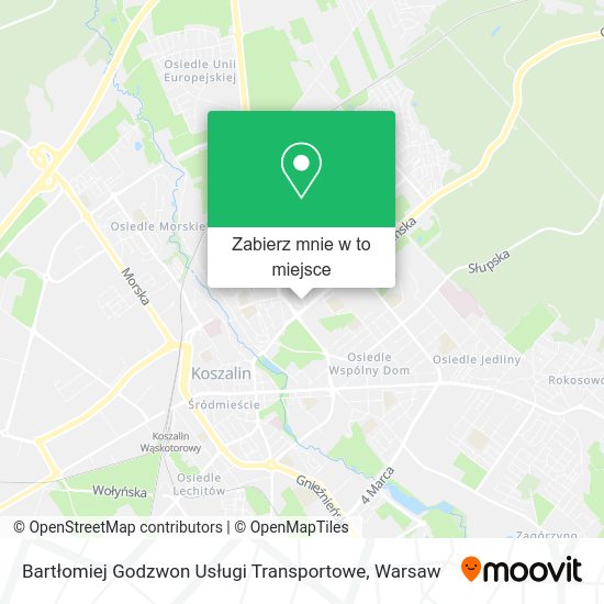 Mapa Bartłomiej Godzwon Usługi Transportowe