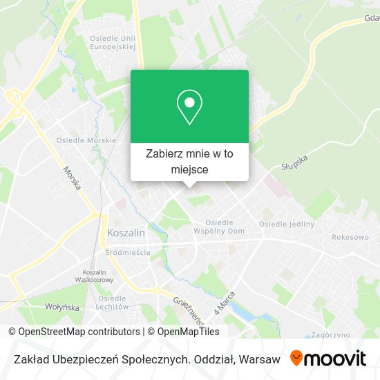 Mapa Zakład Ubezpieczeń Społecznych. Oddział