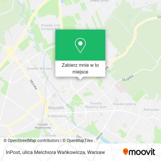 Mapa InPost, ulica Melchiora Wańkowicza