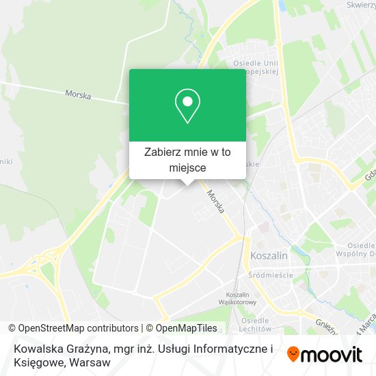 Mapa Kowalska Grażyna, mgr inż. Usługi Informatyczne i Księgowe