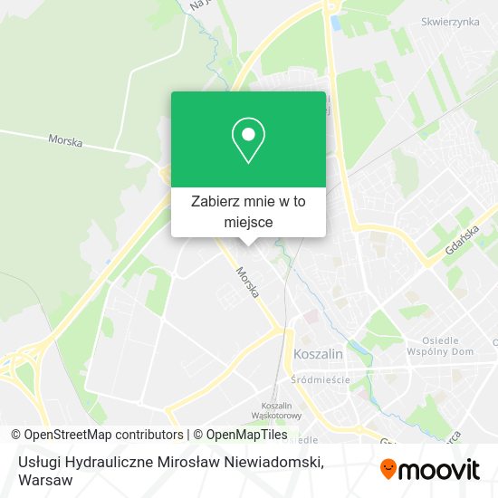 Mapa Usługi Hydrauliczne Mirosław Niewiadomski