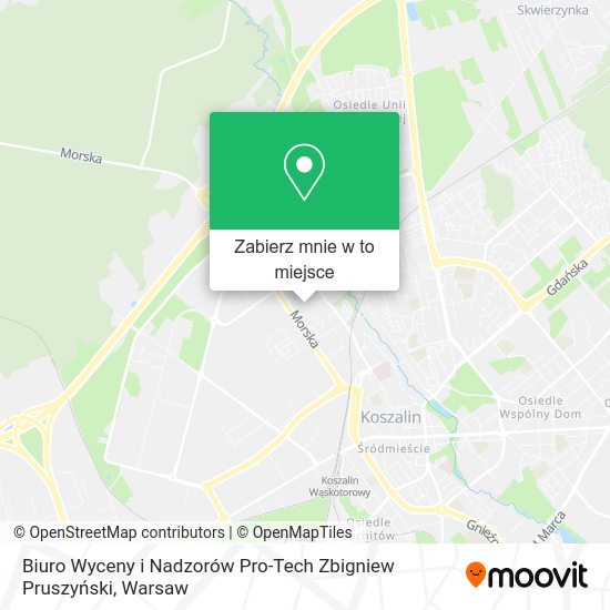 Mapa Biuro Wyceny i Nadzorów Pro-Tech Zbigniew Pruszyński