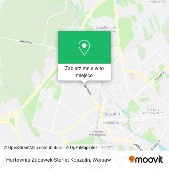 Mapa Hurtownia Zabawek Starlet Koszalin