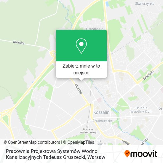 Mapa Pracownia Projektowa Systemów Wodno Kanalizacyjnych Tadeusz Gruszecki