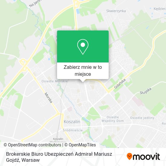 Mapa Brokerskie Biuro Ubezpieczeń Admirał Mariusz Gojdź