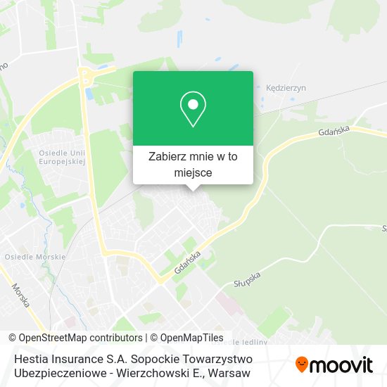 Mapa Hestia Insurance S.A. Sopockie Towarzystwo Ubezpieczeniowe - Wierzchowski E.