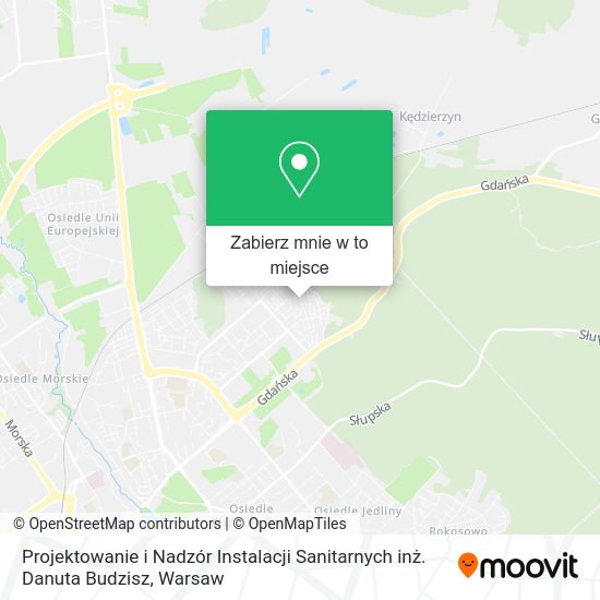 Mapa Projektowanie i Nadzór Instalacji Sanitarnych inż. Danuta Budzisz