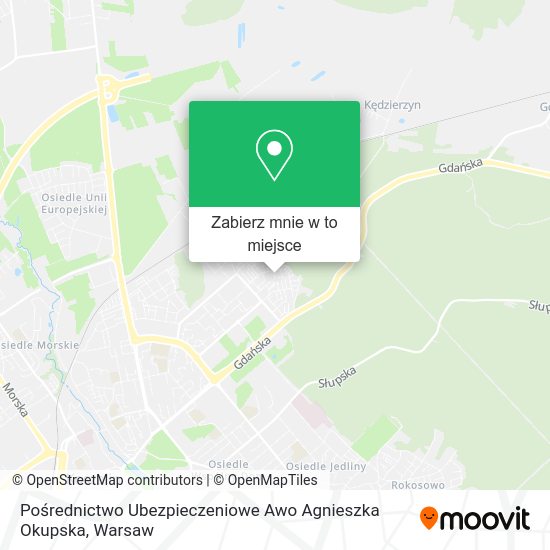 Mapa Pośrednictwo Ubezpieczeniowe Awo Agnieszka Okupska