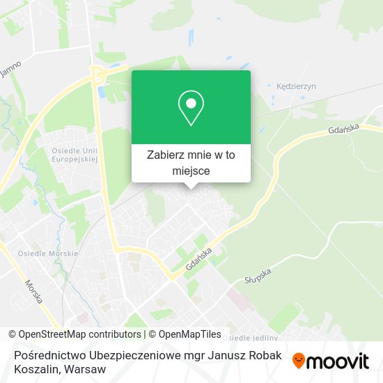 Mapa Pośrednictwo Ubezpieczeniowe mgr Janusz Robak Koszalin