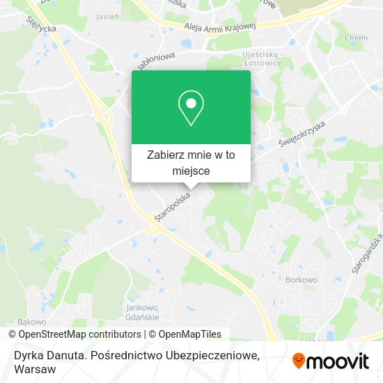 Mapa Dyrka Danuta. Pośrednictwo Ubezpieczeniowe