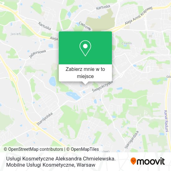 Mapa Usługi Kosmetyczne Aleksandra Chmielewska. Mobilne Usługi Kosmetyczne