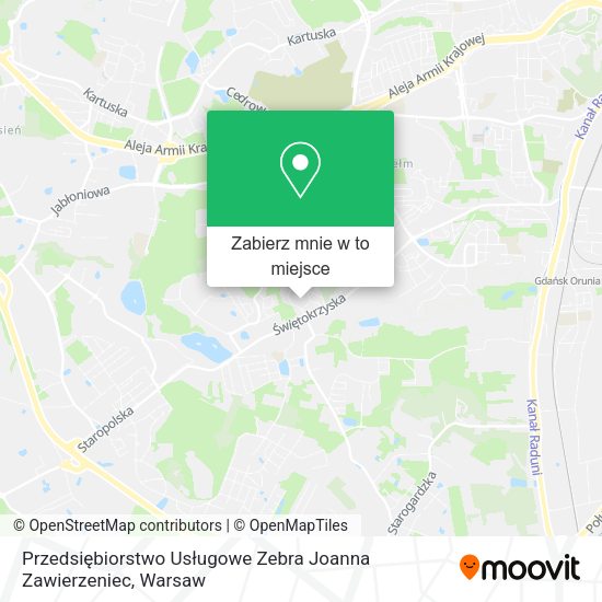 Mapa Przedsiębiorstwo Usługowe Zebra Joanna Zawierzeniec