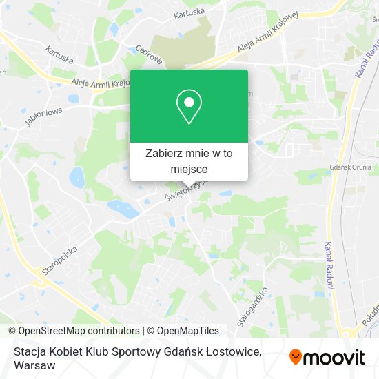 Mapa Stacja Kobiet Klub Sportowy Gdańsk Łostowice