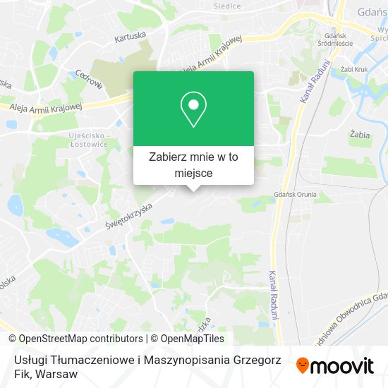 Mapa Usługi Tłumaczeniowe i Maszynopisania Grzegorz Fik