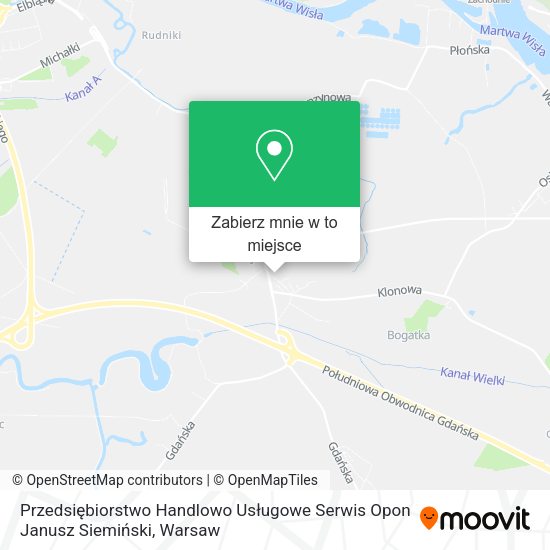 Mapa Przedsiębiorstwo Handlowo Usługowe Serwis Opon Janusz Siemiński