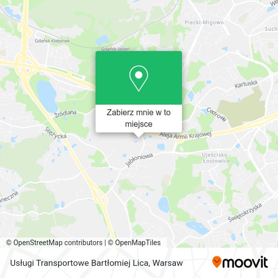 Mapa Usługi Transportowe Bartłomiej Lica