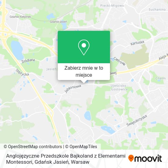 Mapa Anglojęzyczne Przedszkole Bajkoland z Elementami Montessori, Gdańsk Jasień