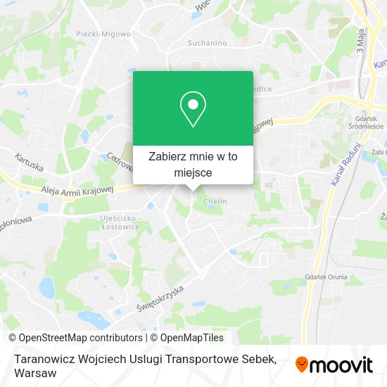 Mapa Taranowicz Wojciech Uslugi Transportowe Sebek