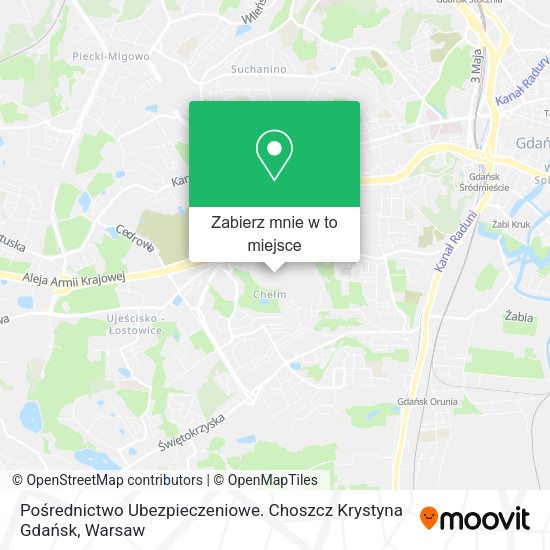 Mapa Pośrednictwo Ubezpieczeniowe. Choszcz Krystyna Gdańsk