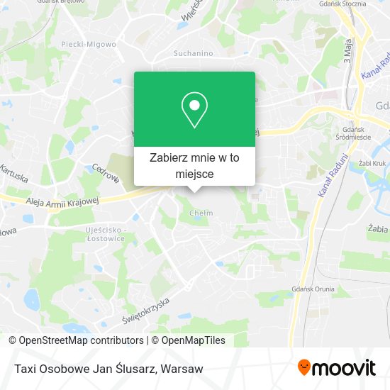 Mapa Taxi Osobowe Jan Ślusarz