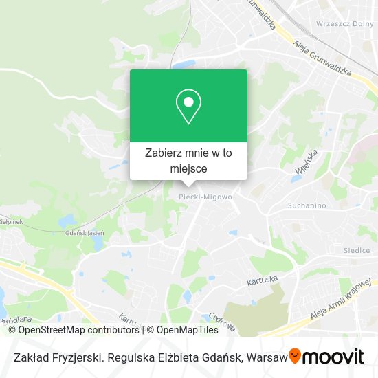 Mapa Zakład Fryzjerski. Regulska Elżbieta Gdańsk