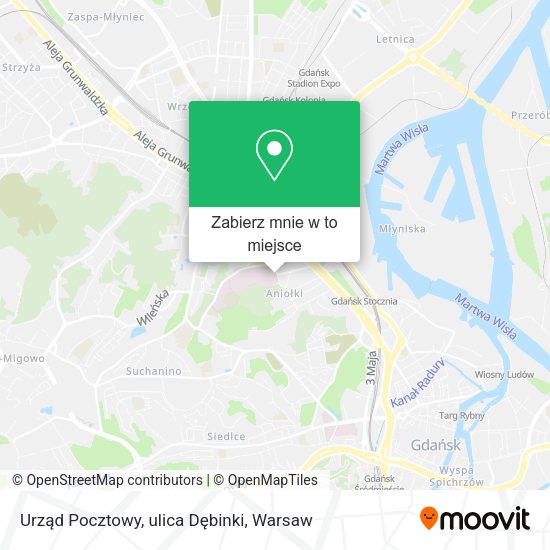 Mapa Urząd Pocztowy, ulica Dębinki