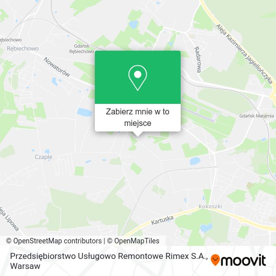 Mapa Przedsiębiorstwo Usługowo Remontowe Rimex S.A.